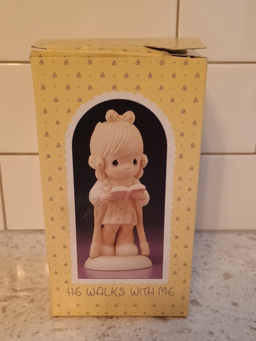 1987 Precious Moments "He Walks With Me" Figurine in Pale Cream